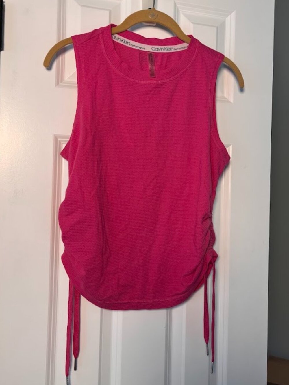 Calvin Klein Performance Magenta Pink Waffle Knit Cinch Side Tank Top